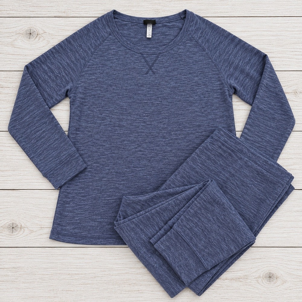 Felina Pajama Set Blue Heathered Knit Loungewear Sleepwear XXL 4278